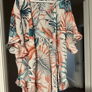 Dress up Tropical Leaf Print Kimono